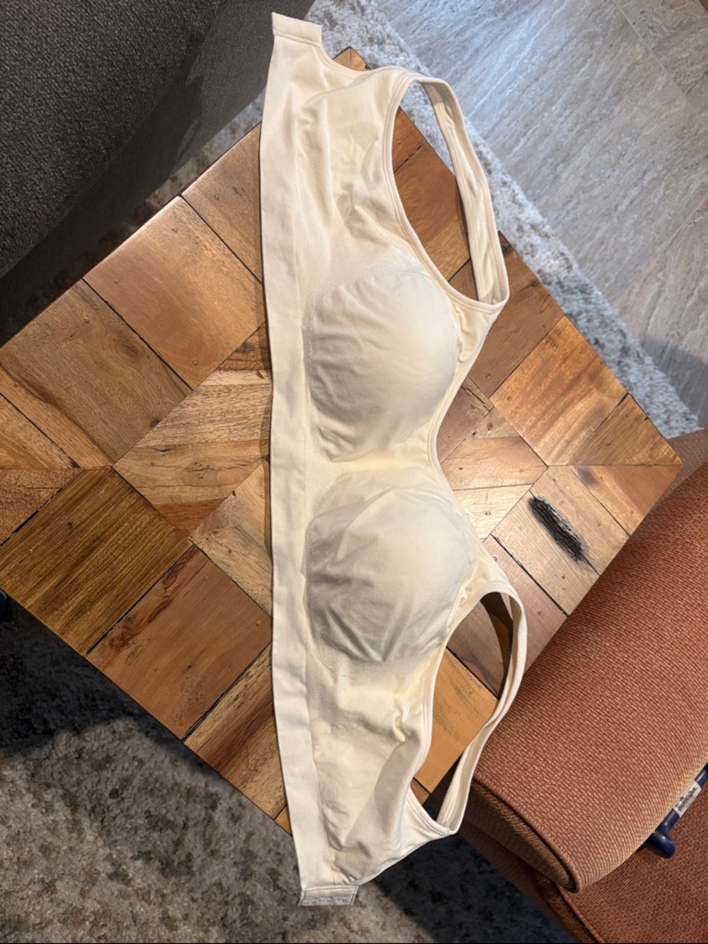 Trukind, Wireless Cream Seamless Longline Bra with Wide Straps
